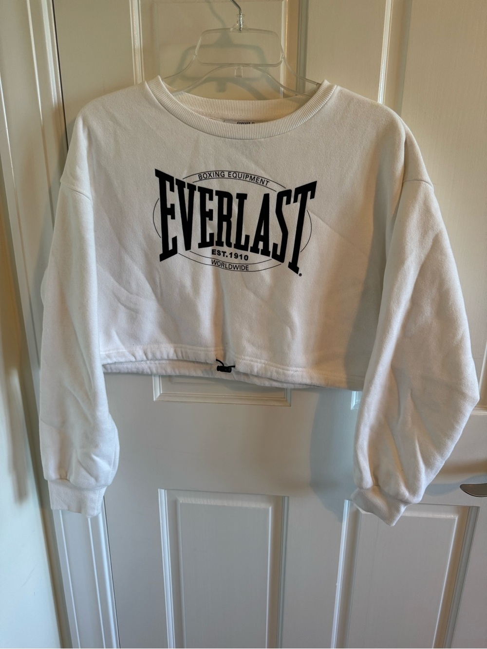 Everlast White Cropped Crewneck with Black Logo